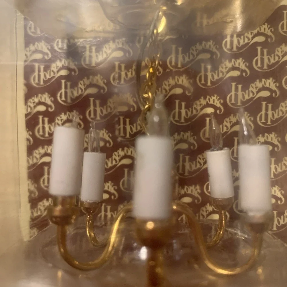 Vintage Miniature 6 Arm Brass Chandelier 1:12‎ Doll House 12V Wired